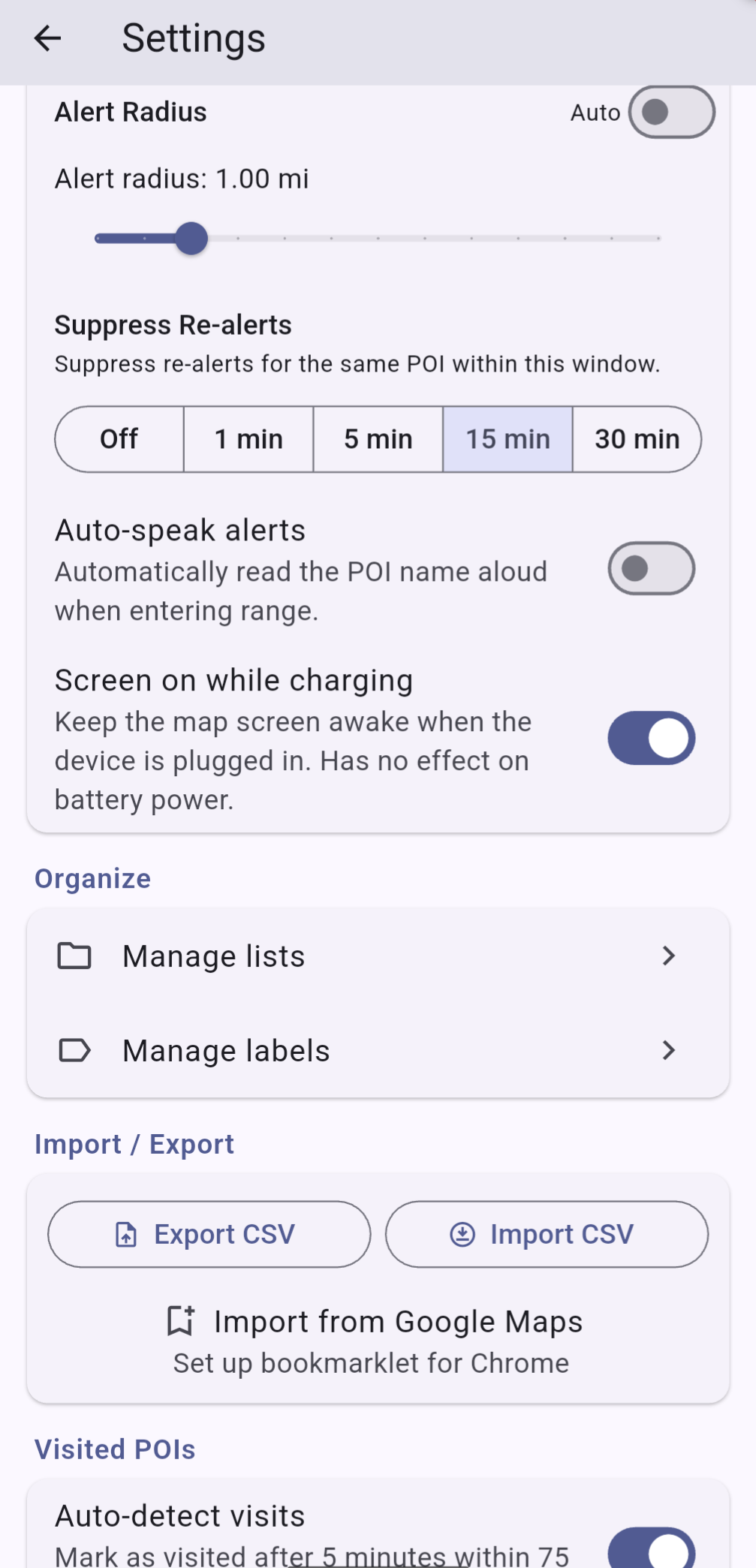 App settings